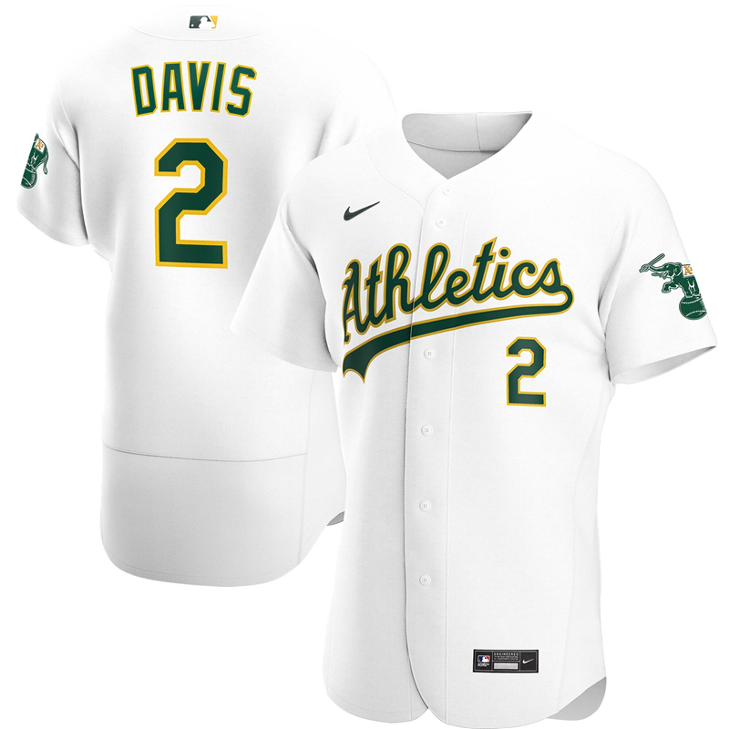 2020 MLB Men Oakland Athletics #2 Khris Davis Nike White Home 2020 Authentic Player Jersey 1->oakland athletics->MLB Jersey